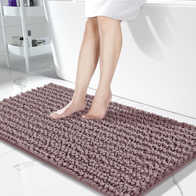 Yimobra Long Bathroom Rug Mat, 44 X 24, Non Slip Soft Absorbent Water, Machine Washable Quick Dry, Thick Modern Bathroom Bedroom, Bath Mat for Bathroom Floor, Home Decor Accessories, Mauve