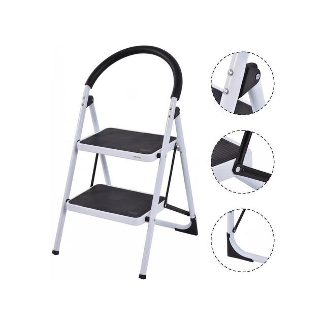 Costway 2 Step Ladder Folding Stool Heavy Duty 330Lbs Capacity Industrial Lightweight