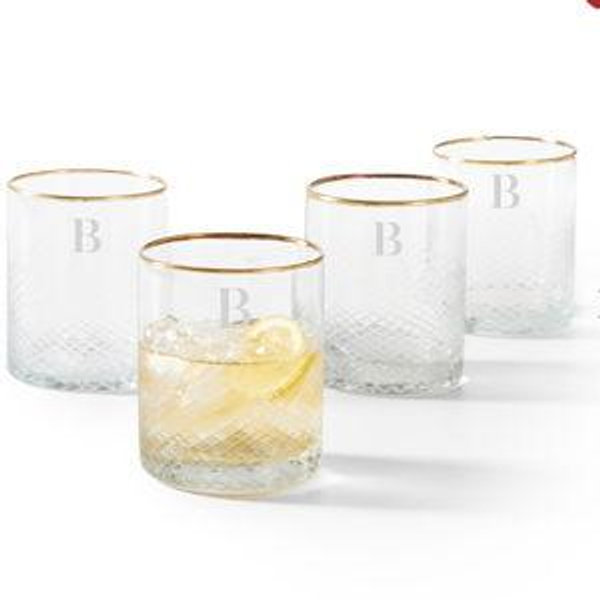 Gold Rim Rocks Glasses, Set of 4