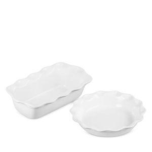 White Heritage Stoneware Fluted Pie Dish and Loaf Pan Set