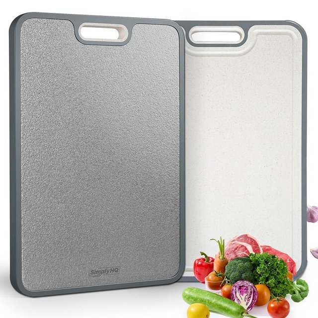 Crystallized Titanium Cutting Board for Kitchen, Double Sided, Pure TA1 Titanium/Wheat Straw pp, Dishwasher Safe, Hardened Crystallized Surface, Eco-Friendly, Large Cutting Board, 15” x 11”