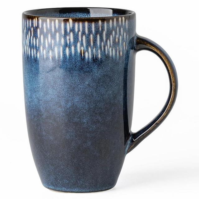 TaoTaojarvie Ceramic Coffee Mugs, Extra Large, 22oz Big Mug,Tea Cups, Hand-painted Mugs,Pottery and Large Handle, Tall Coffee Mug for Office/Home, Microwave and Dishwasher Safe. (starry blue)