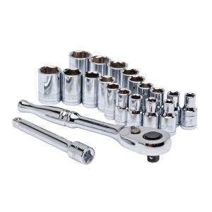 1/4 in. Drive Ratchet SAE/Metric Standard Socket Set (20-Piece)