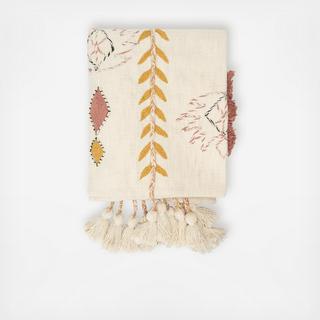 Embroidered Pom Pom Throw