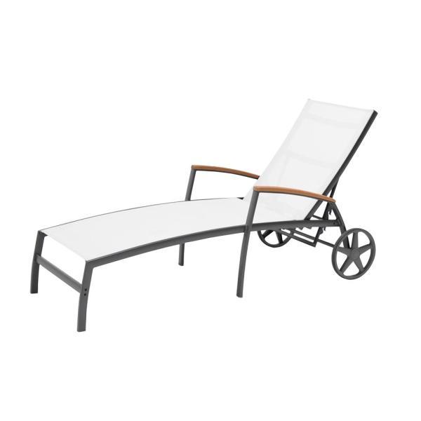 Baymont Aluminum Sling Patio Chaise Lounge in White
