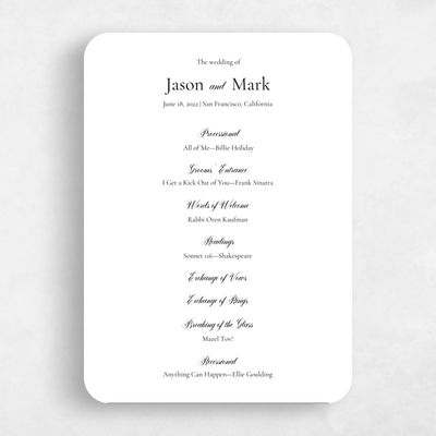 White Rounded Wedding Program - Henderson