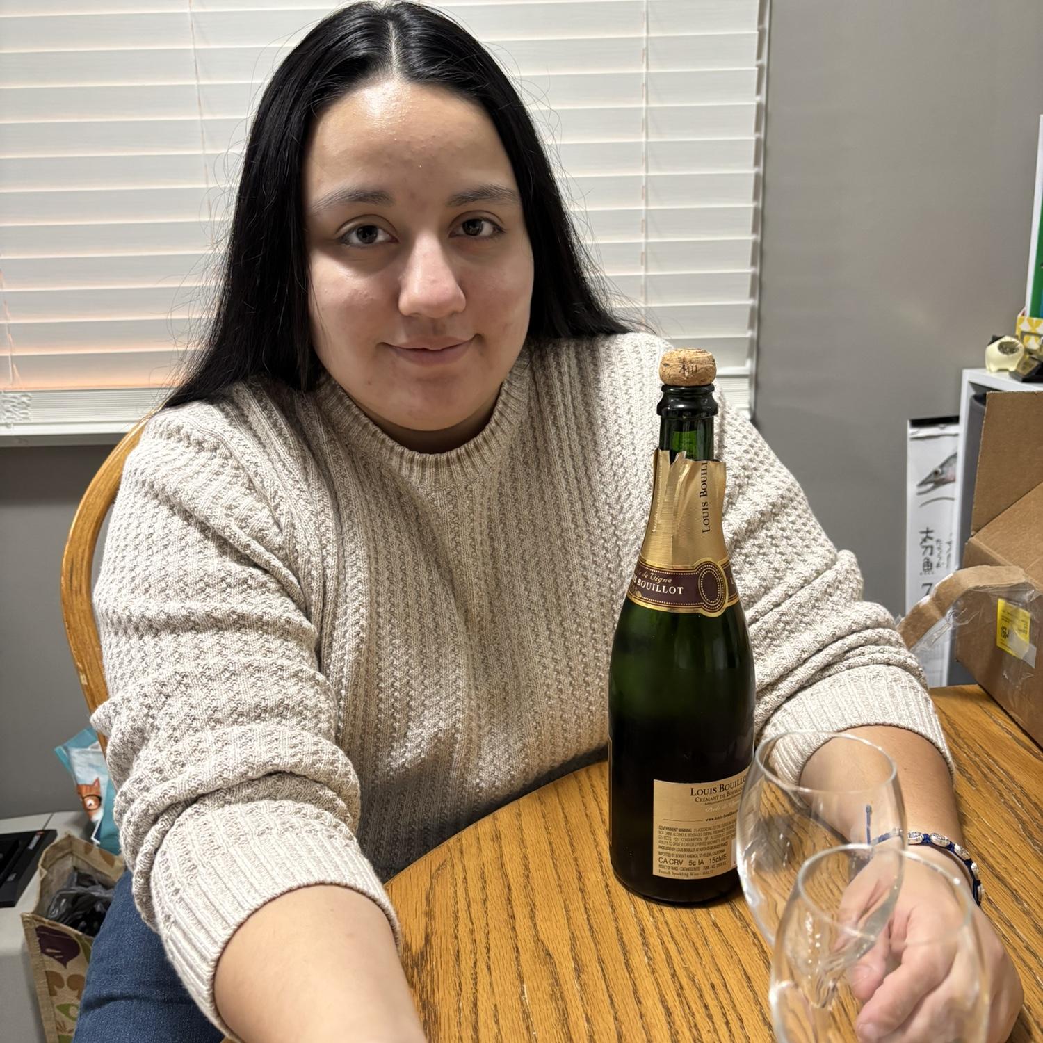 Drinking champagne after proposal! 🍾