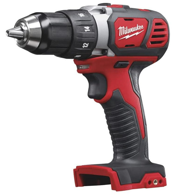 Milwaukee M18 Li-Ion Cordless Compact Electric Drill Driver — Tool Only, 1/2in. Keyless Chuck, 500 In./Lbs. Torque, 1800 RPM
