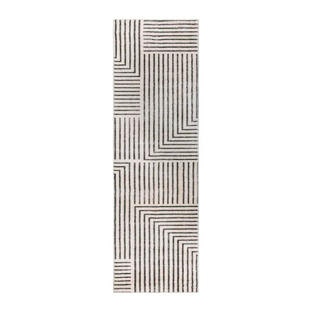 World Rug Gallery Distressed Bohemian Stripes Washable Non Slip Indoor Area Rug - BEIGE 2'x8': Low Pile, Stain & Fade Resistant, Pet Friendly