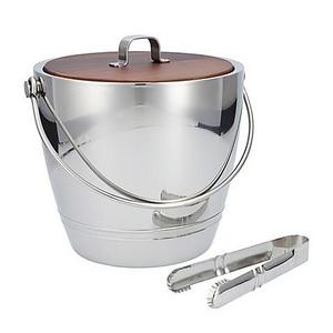 Crafthouse by Fortessa Stainless Steel Ice Bucket with Wood Lid and Tongs