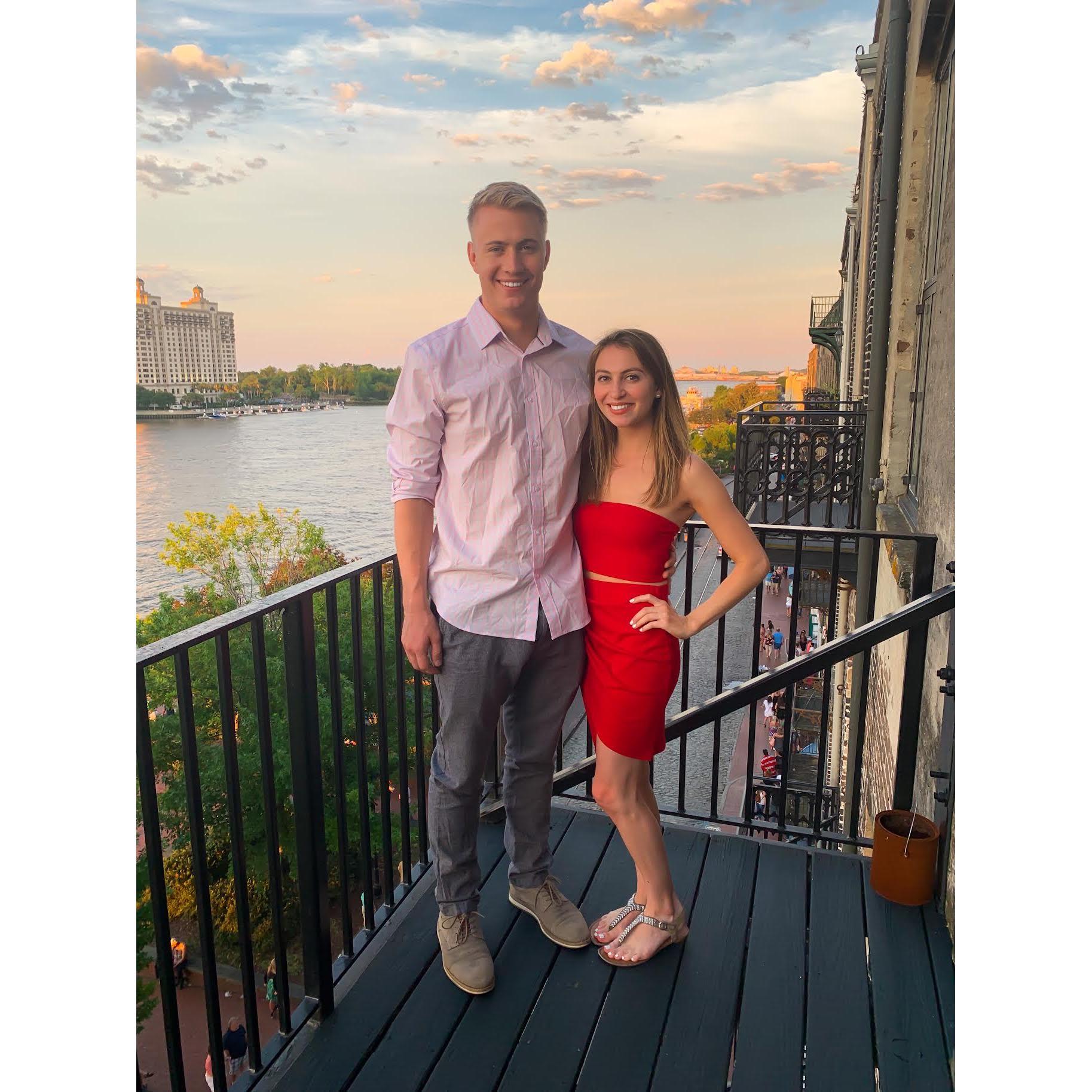 Our first vacation ever, we ate dinner at a lovely restaurant in Savannah.