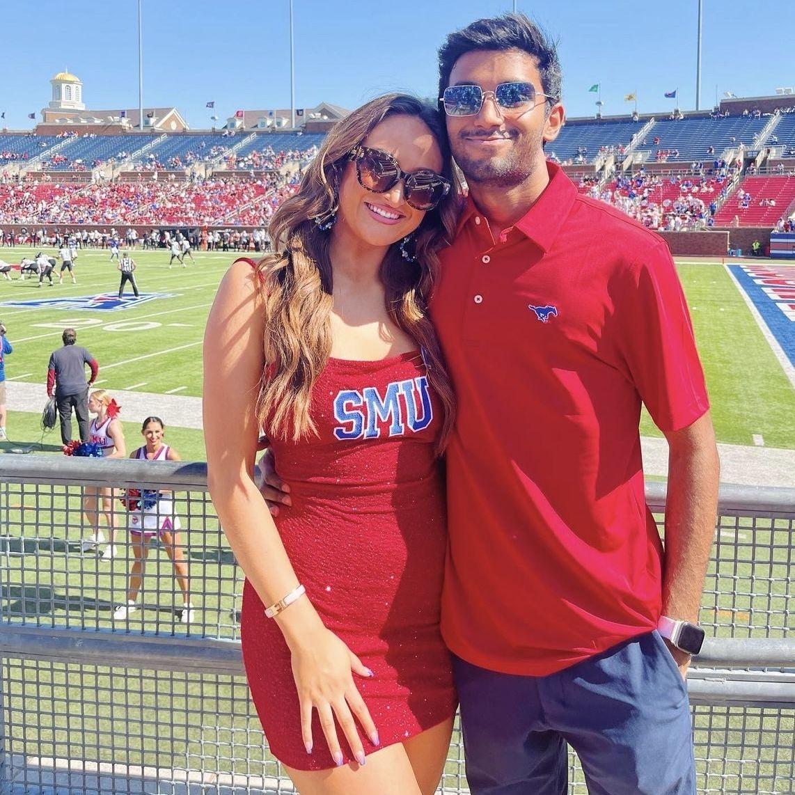 Maryn and Abhilash enjoyed attending SMU football games together!