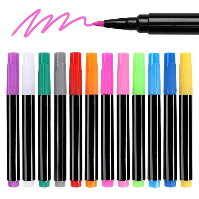 Signsxcel12-Color Liquid Markers for Led Note Board, Compatible with Light Up Drawing Board, Windows, Blackboard, Glass, Neon Erasable Markers,Wet or Dry Erase Markers Fine Tip