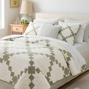 Agnes Linen Quilt | Garnet Hill - Sage Green