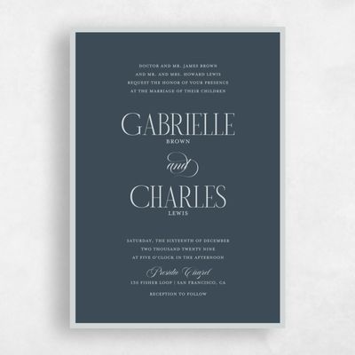 Navy Blue Wedding Invitation - Ford Classic