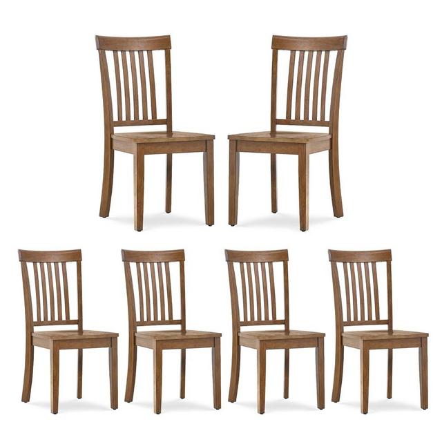 COLAMY Wooden Dining Chairs Set of 6, Spindle High Back Windsor Kitchen Side Chair, Farmhouse Dining Chairs for Kitchen and Dining Room, Light Brown