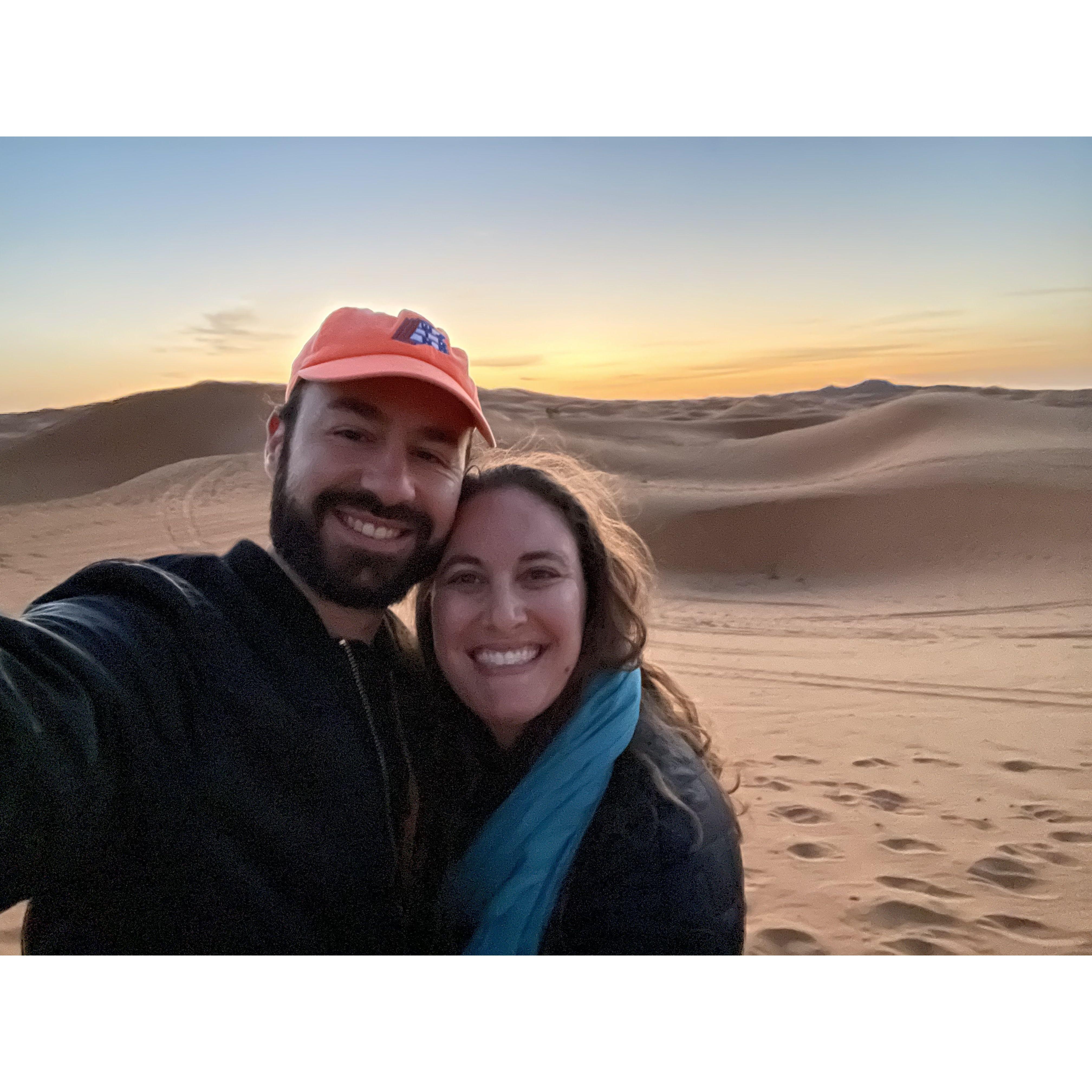 Sunrise after spending the night in the Sahara Desert. Camels not pictured.