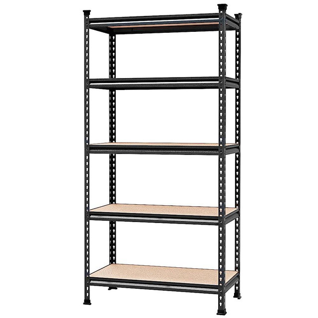 WORKPRO 5-Tier Metal Storage Shelving Unit, 36”W x 18”D x 72”H, Adjustable Storage Rack Heavy Duty Shelf with Particle Board, 4000 lbs Load Capacity (Total) for Garage Warehouse, Black/Silver