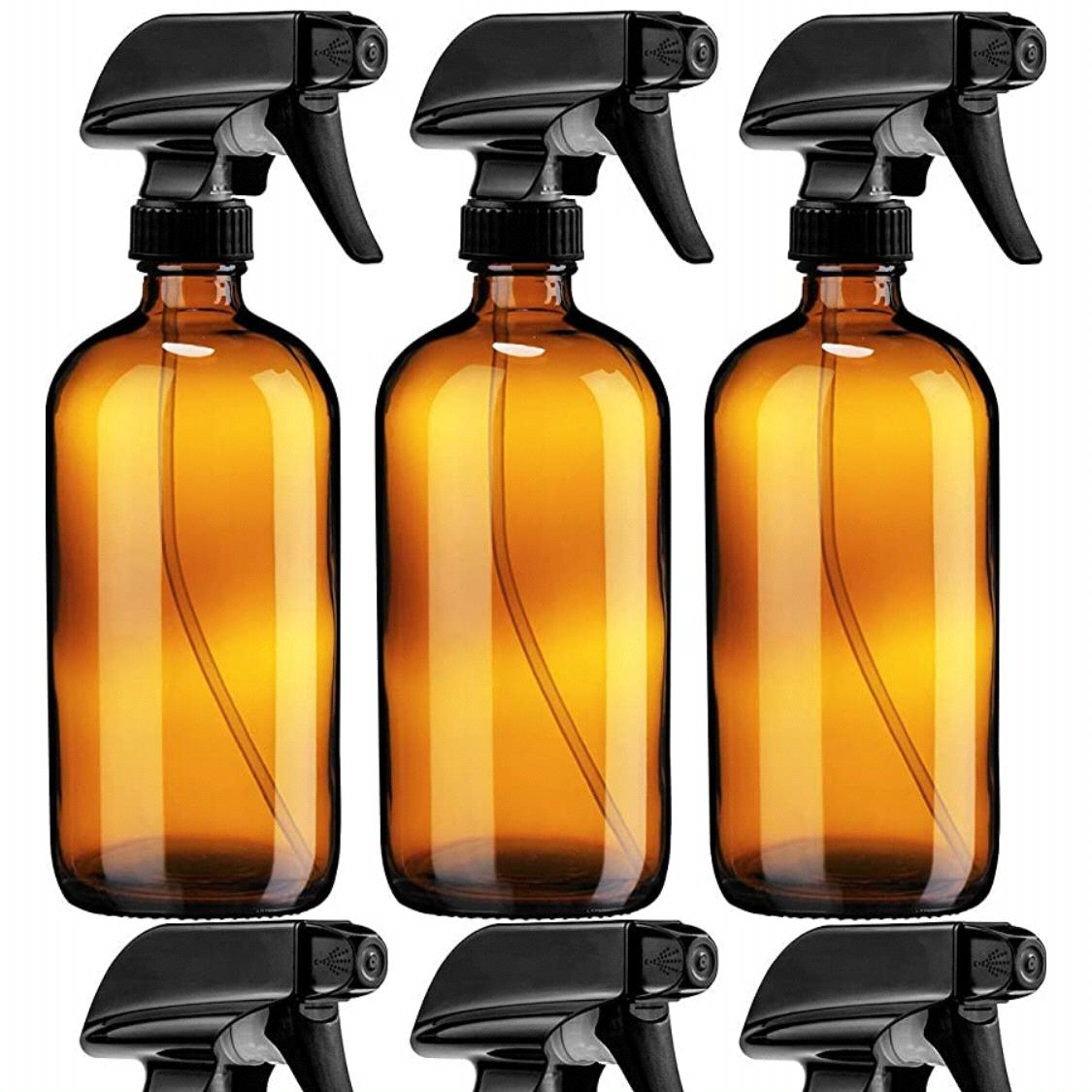 Amber Glass Spray Bottles - 6 Pack
