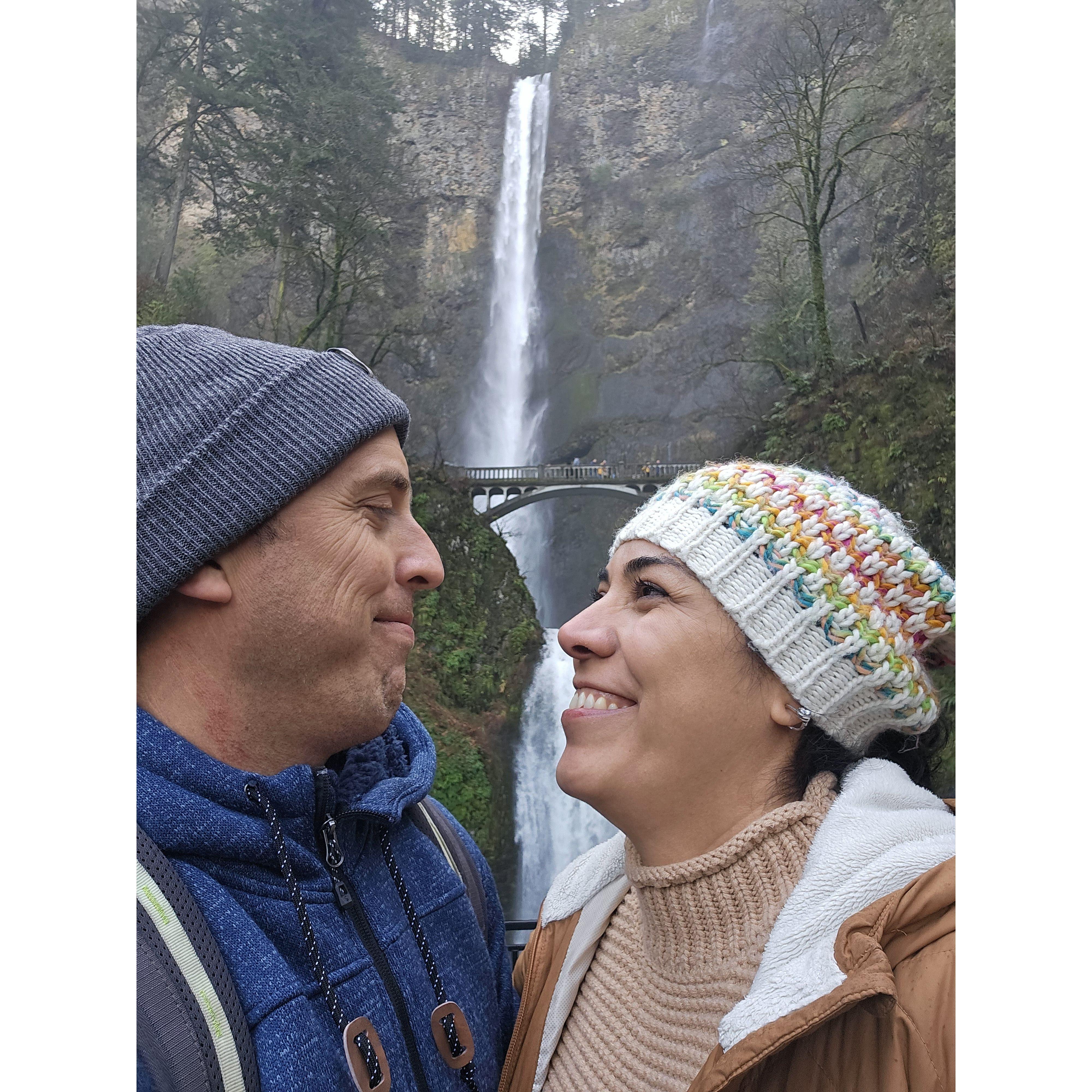 Micah fist time in Multhomah falls ❤️❤️