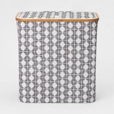 Bamboo Rim Laundry Hamper with Lid Geo Pattern - Threshold™