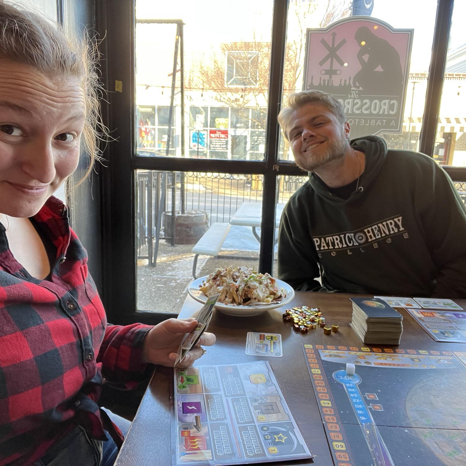 Post-engagement Terraforming Mars Game in which Nathan won because Hannah was distracted by her new ring