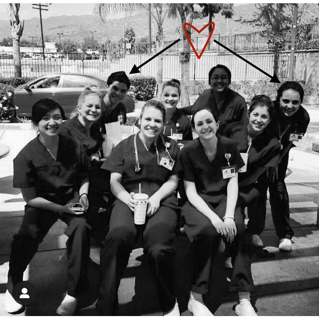 Freshmen year clinicals, we liked each other but were also super intimidated by each other so we stayed as far apart as possible :,D