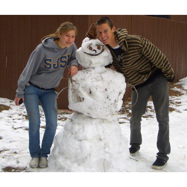Tahoe snowman in college