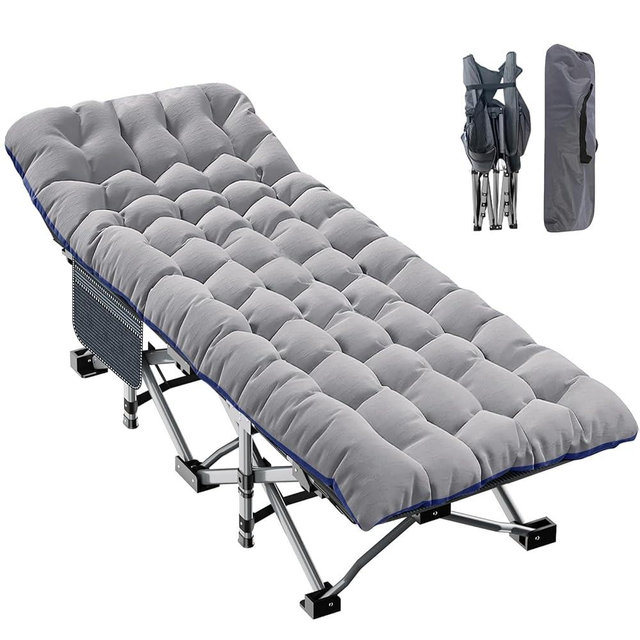 ABORON Oversized XXL Folding Camping Cot W/Mat for Adults, 78" L x 32" W x 18" H Heavy Duty Outdoor Bed with Carry Bag,1200 D Layer Oxford Travel Camp Cots
