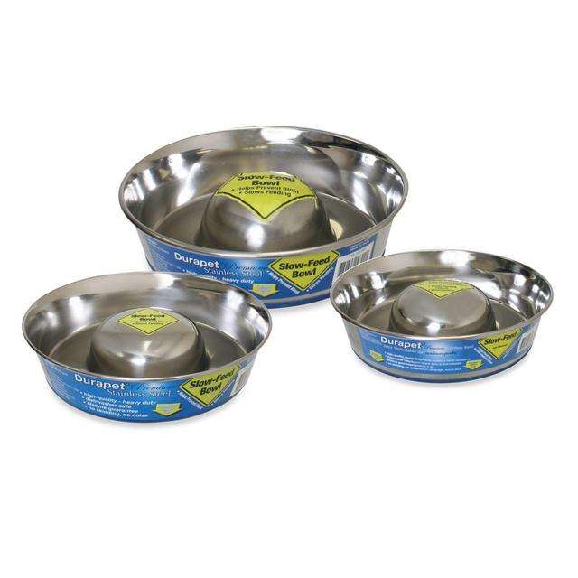 Durapet® Slow Feed Small Stainless Steel Dog Bowl