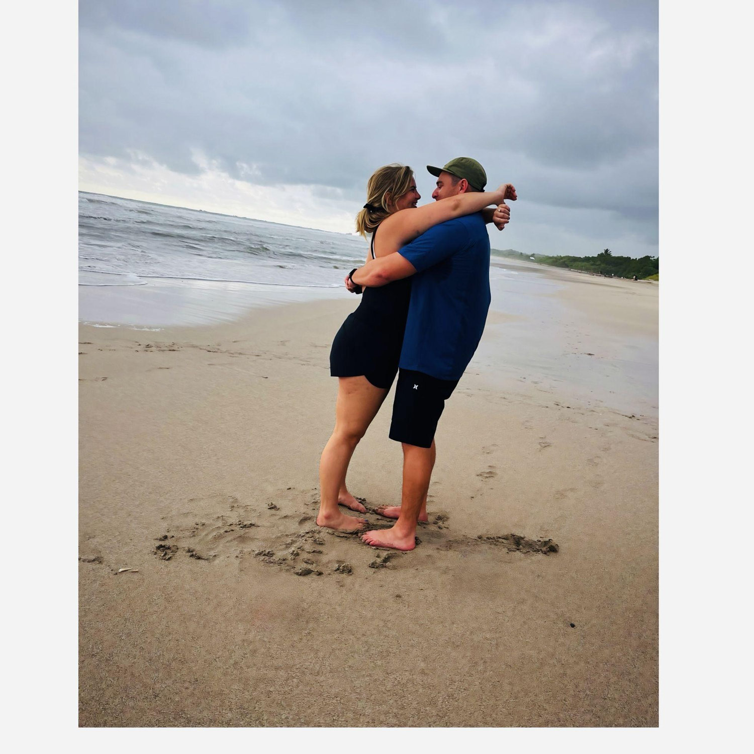 A solid hug after Kate left her backpack visible in the rental in Costa Rica and enticed the locals to attempt to break into the vehicle. Not like there was a ring hiding in that car or anything...