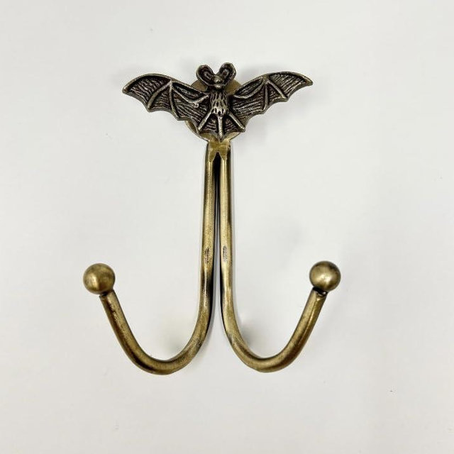 Knobs By Blossom Double Vintage Animal Antique Brass Iron Wall Hook (4. Flying Bat)