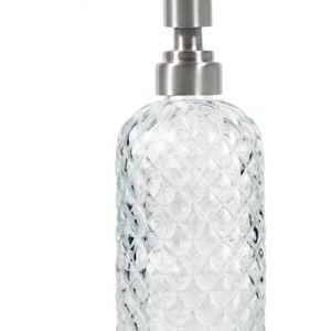 Bathroom & Kitchen Glass Hand and Dish Soap Dispenser with 304 Rustproof Stainless Steel Pump (Clear)