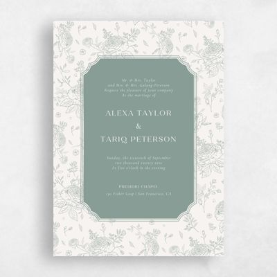 Rich Sage, Green Wedding Invitation - Kerenza Portrait