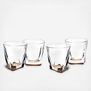 Brookdale Amber Double Old Fashioned Glass, Set of 4