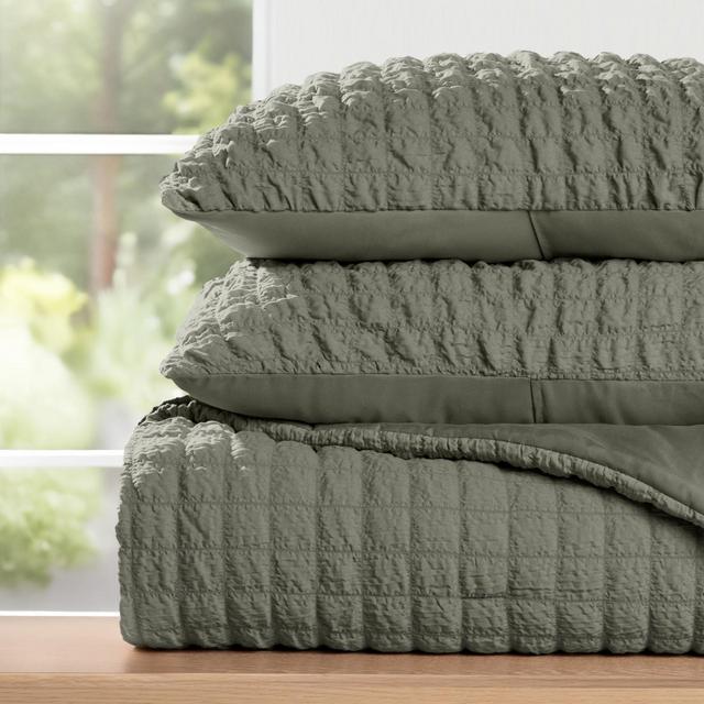 Seersucker Textured Comforter Set, All-Season Down Alternative  Ultra Soft & Lightweight  3PC - Becky Cameron, Willow, King/California King