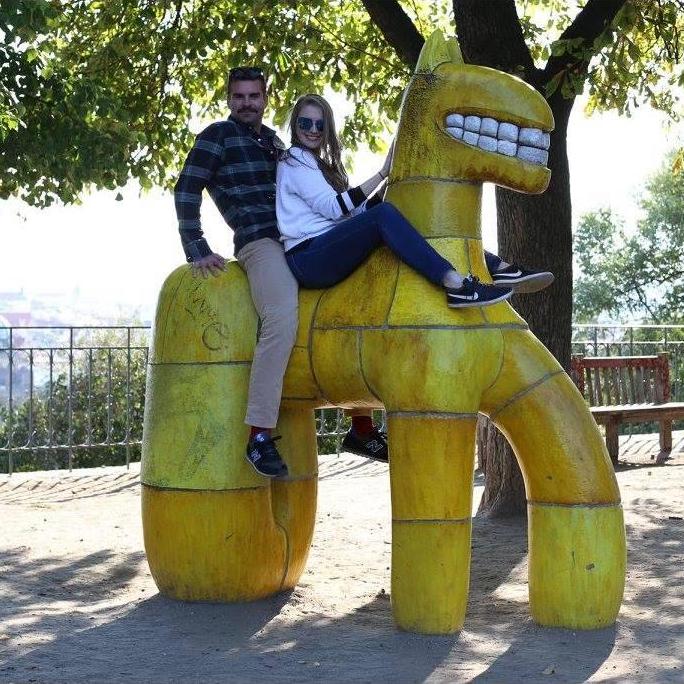 In Prague, on the way to the WORST MUSEUM IN EUROPE. Photo credit: Mike Donaldson, who will be officiating our ceremony