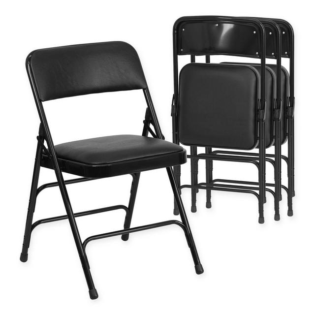 Flash Furniture Hercules Vinyl 4-Pack Folding Chair in Black
