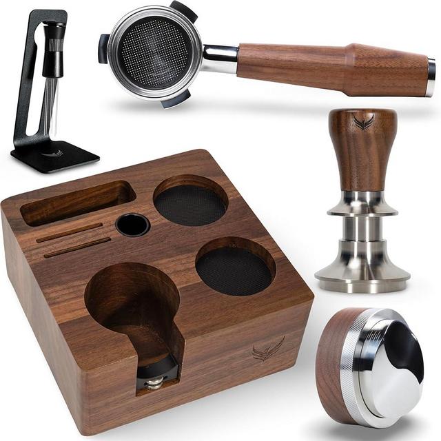 KNODOS Breville Espresso Accessories Kit 54mm Includes Bottomless Portafilter, Distribution Tool, Calibrated Tamper, Tamping Station and WDT