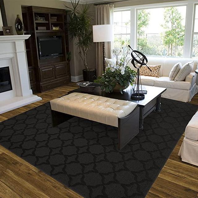 Garland Rug Sparta Area Rug, 7-Feet 6-Inch by 9-Feet 6-Inch, Black