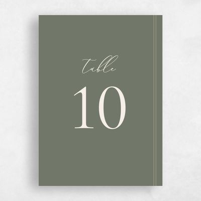 Dark Sage, Green Wedding Table Number - Evora