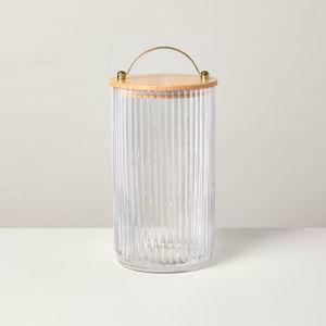 Fluted Glass Storage Canister with Wood Lid - Hearth & Hand™ with Magnolia