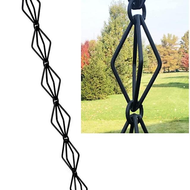 U-nitt 8-1/2 feet Aluminum Rain Chain, Black Powder Coated, Alternative Downspout for Gutter, Functional and Decorative, Diamond Link, 8.5 Feet Length, 6002BLK