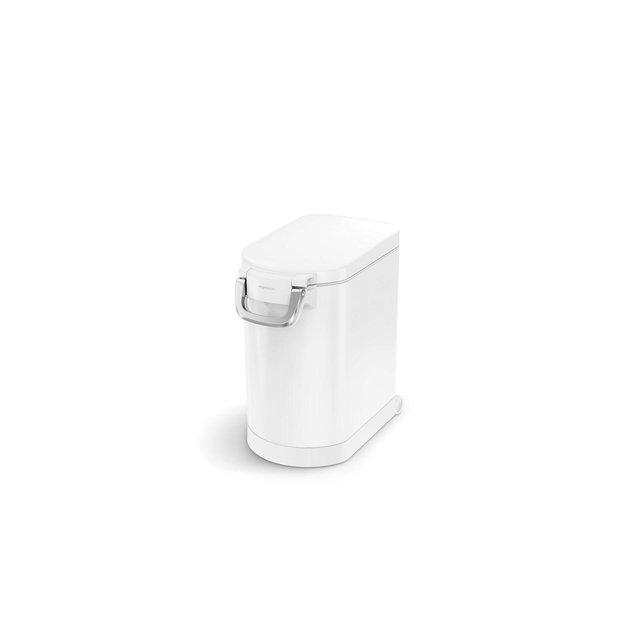simplehuman Medium Pet Food Storage Container for Cat Food, Bird Feed, and Dog Food Storage - White Steel