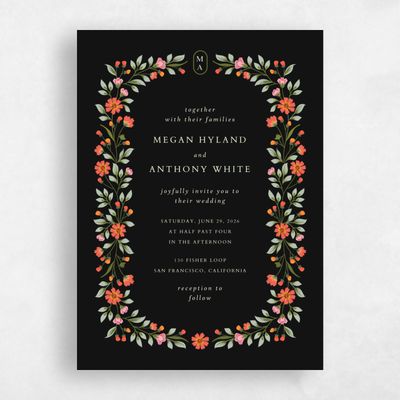 Black Wedding Invitation - Blume Portrait