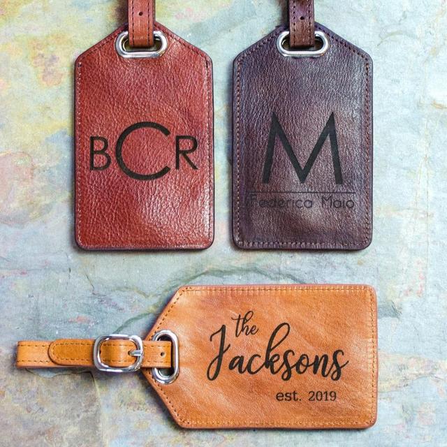 Personalized Leather Luggage Tags, Gifts For Men Travel Gifts For Couples Groomsmen Gifts Custom Luggage Tag, 3rd Anniversary gift for him