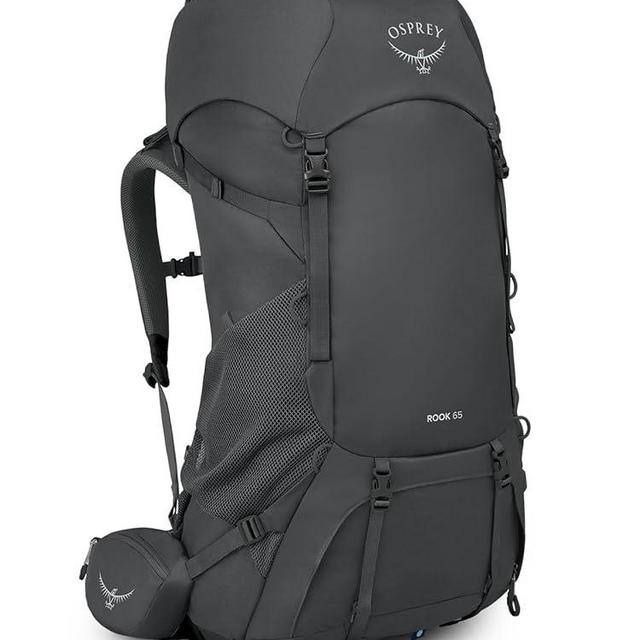 Osprey Rook 65L Men's Backpacking Backpack, Dark Charcoal/Silver Lining