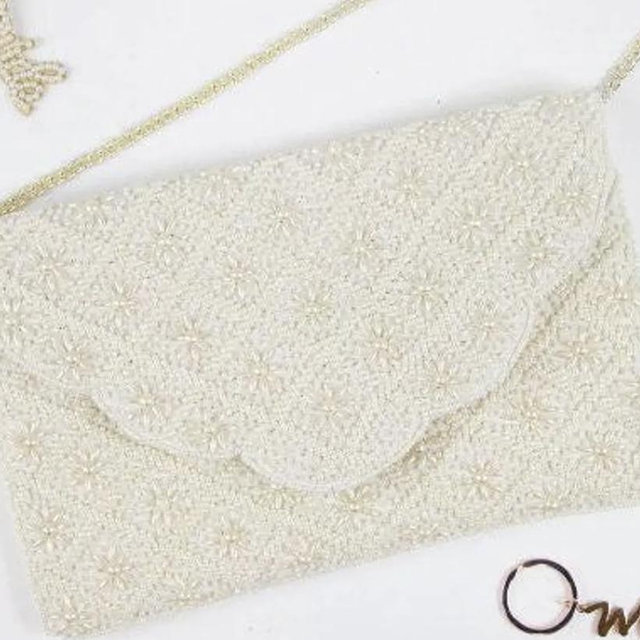 Bride Gift, Bride Purse, Bride Clutch, Bride Bag, Happily Ever After Clutch Bag, Bridal Clutch Purse, Wedding Bag, Bachelorette Clutch Purse - Style 8 - Pearl Scallop