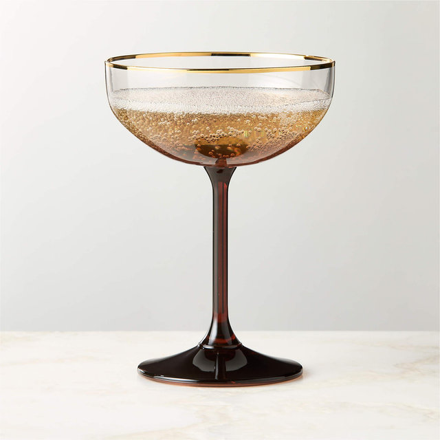 Marie Red with Gold Rim Coupe Glass