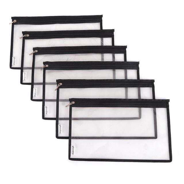 Augbunny Multi-Purpose Water Resisitant Clear PVC Security Bank Deposit Utility Zipper Coin Bag Check Wallet 6-Pack